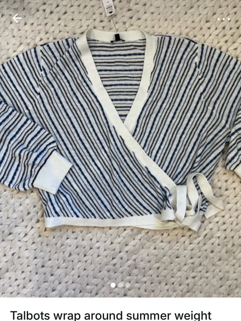 Talbots Blue and White Striped Wrap Sweater